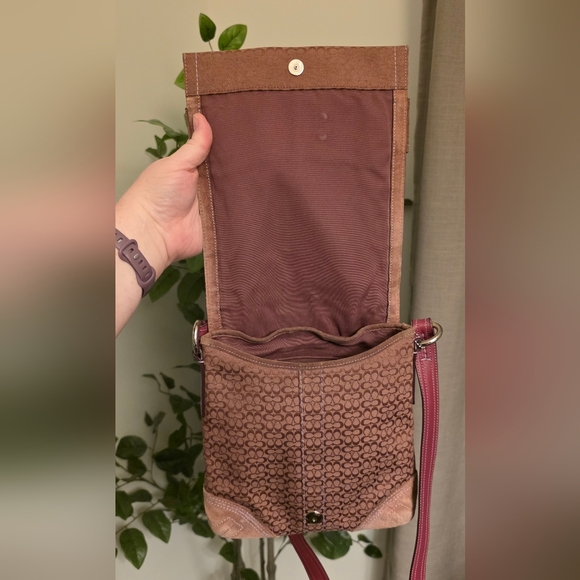 Coach Belted Soho Flap Pink Signature C Fabric and Suede Crossbody - Picture 11 of 13